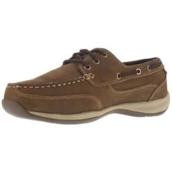 ROCKPORT WORKS Men's Sailing Club Steel Toe Boat Shoes, Brown -Fam By Style 2033607 201 alt2
