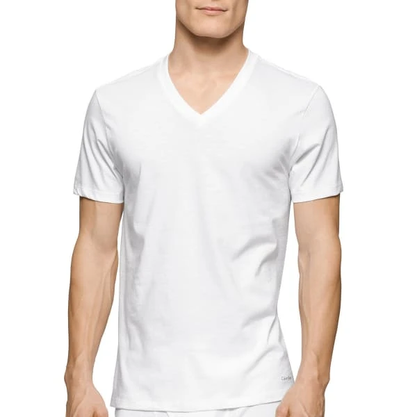 CALVIN KLEIN Men's Stretch Classic V-Neck Short-Sleeve Undershirts, 2-Pack 1 CALVIN KLEIN Men's Stretch Classic V-Neck Short-Sleeve Undershirts, 2-Pack