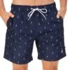 NAUTICA Men's Quick-Dry Anchor-Print Swim Trunks
