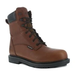 IRON AGE Men's Hauler Composite Toe 8 In. Plain Toe Waterproof Work Boots, Brown
