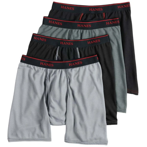 HANES Men's Ultimate Sport Mesh Boxer Briefs, 4-Pack 1 HANES Men's Ultimate Sport Mesh Boxer Briefs, 4-Pack