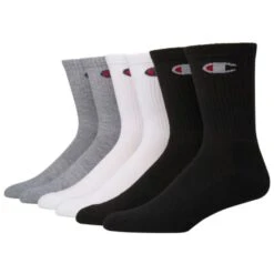 CHAMPION Men's Logo Crew Socks, 6-Pack