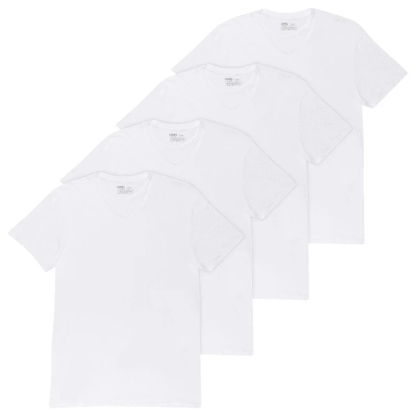 CHAPS Men's Essentials V-Neck Short-Sleeve Tee, 4 Pack 1 CHAPS Men's Essentials V-Neck Short-Sleeve Tee, 4 Pack