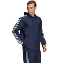 ADIDAS Men's Essentials 3-Stripes Hooded Windbreaker 14 ADIDAS Men's Essentials 3-Stripes Hooded Windbreaker -Fam By Style 2068546 402 alt5