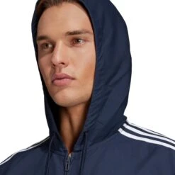 ADIDAS Men's Essentials 3-Stripes Hooded Windbreaker 15 ADIDAS Men's Essentials 3-Stripes Hooded Windbreaker -Fam By Style 2068546 402 alt6