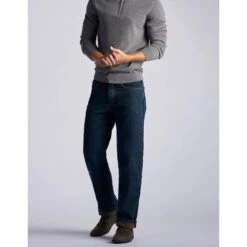 LEE Men's Relaxed Fit Flannel & Fleece Lined Straight Leg Jeans -Fam By Style 2076357 402 alt2