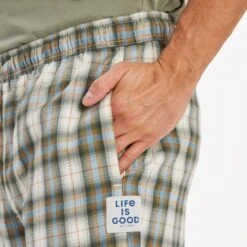 LIFE IS GOOD Putty Plaid Classic Sleep Pants 8 LIFE IS GOOD Putty Plaid Classic Sleep Pants -Fam By Style 2079644 102 alt3