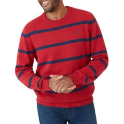 CHAPS Men's Original Crewneck Striped Sweater -Fam By Style 2081923 601 alt4