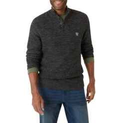 CHAPS Men's Long-Sleeve Button Mock Neck Sweater -Fam By Style 2081926 003 alt5