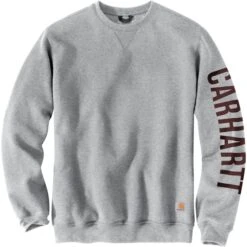 CARHARTT Men's Loose Fit Crewneck Logo Sleeve Graphic Sweatshirt