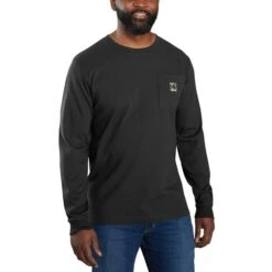 CARHARTT Men's Heavyweight Long-Sleeve Camo Graphic Pocket Tee -Fam By Style 2082574 001 alt2