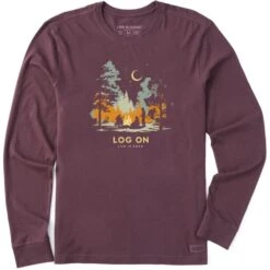 LIFE IS GOOD Men's Log On Campfire Long-Sleeve Crusher-Lite Tee
