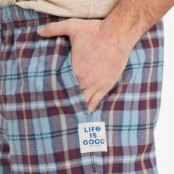 LIFE IS GOOD Men's Smoky Blue Plaid Classic Sleep Pants -Fam By Style 2082630 401 alt3