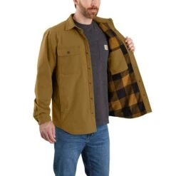 CARHARTT Men's Ruffed Flex Relaxed Fit Fleece-Lined Shirt Jacket -Fam By Style 2082824 201 alt3