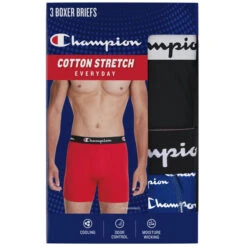 CHAMPION Men's Everyday Stretch Boxer Briefs, 3 Pack -Fam By Style 2084147 901 alt4