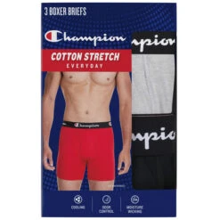 CHAMPION Men's Lightweight Stretch Boxer Briefs, 3 Pack -Fam By Style 2084148 001 alt3