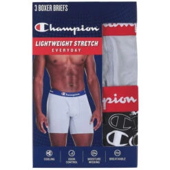 CHAMPION Men's Lightweight Stretch Boxer Brief, 3 Pack -Fam By Style 2084150 001 alt3