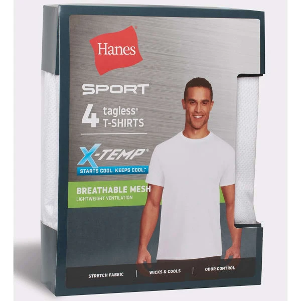 HANES Ultimate Men's X-Temp Mesh Crewneck Undershirts, 4-Pack Extended Size 5 HANES Ultimate Men's X-Temp Mesh Crewneck Undershirts, 4-Pack Extended Size - Image 5