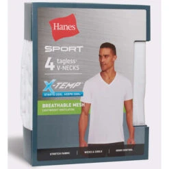 HANES Ultimate Men's X-Temp Mesh V-Neck Undershirts, 4-Pack Extended Size 9 HANES Ultimate Men's X-Temp Mesh V-Neck Undershirts, 4-Pack Extended Size -Fam By Style 2084157 101 alt4