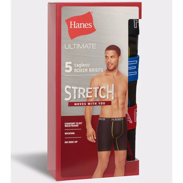 HANES Ultimate Men's Stretch Boxer Briefs, 5-Pack Extended Size 5 HANES Ultimate Men's Stretch Boxer Briefs, 5-Pack Extended Size - Image 5