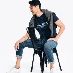 NAUTICA Men's Sustainable Short-Sleeve Logo Tee -Fam By Style 2086134 402 alt3