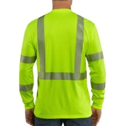 CARHARTT Men's 100496 High-Vis Force Relaxed Fit Lightweight Long-Sleeve Class 3 Pocket Tee, Extended Sizes -Fam By Style 2089801 305 alt2
