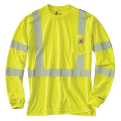 CARHARTT Men's 100496 High-Vis Force Relaxed Fit Lightweight Long-Sleeve Class 3 Pocket Tee, Extended Sizes