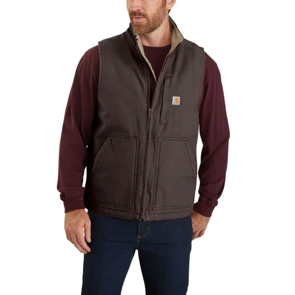 CARHARTT Men's 104277 Loose Fit Washed Duck Sherpa-Lined Mock-Neck Vest, Extended Sizes 2 CARHARTT Men's 104277 Loose Fit Washed Duck Sherpa-Lined Mock-Neck Vest, Extended Sizes - Image 2