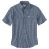 CARHARTT Men's 104369 Loose Fit Midweight Chambray Short-Sleeve Shirt, Extended Sizes