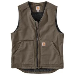CARHARTT Men's 104394 Relaxed Fit Washed Duck Sherpa-Lined Vest, Extended Sizes