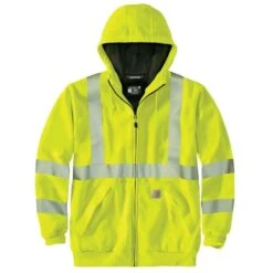 CARHARTT Men's 104988 High-Visibility Rain Defender Loose Fit Midweight Thermal-Lined Full-Zip Class 3 Sweatshirt, Extended Sizes