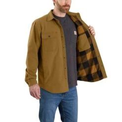 CARHARTT Men's 105419 Rugged Flex Relaxed Fit Canvas Fleece-Lined Shirt Jacket, Extended Sizes -Fam By Style 2089938 273 alt3