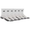 ADIDAS Boys' Grade School Vertical Stripe Crew Socks, White, 6 Pack