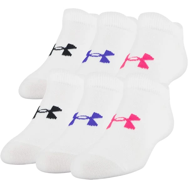 UNDER ARMOUR Girls' Essential No Show Socks, 6-Pack 1 UNDER ARMOUR Girls' Essential No Show Socks, 6-Pack