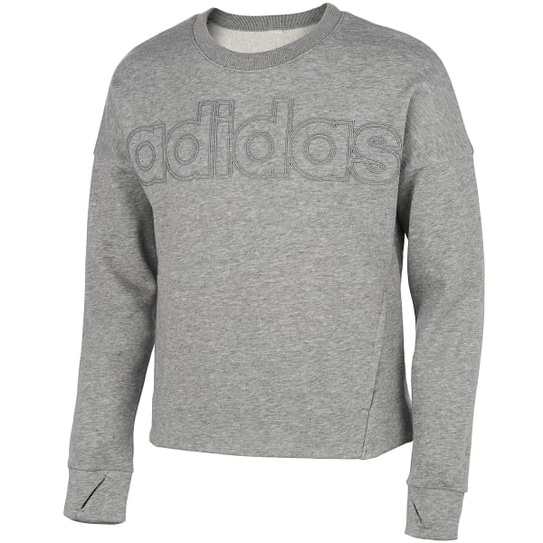 ADIDAS Girls' Linear Logo Crew Neck Sweatshirt 1 ADIDAS Girls' Linear Logo Crew Neck Sweatshirt