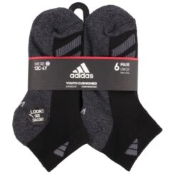 ADIDAS Boys' Cushioned Angle Stripe Quarter Socks, 6 Pack -Fam By Style 2071284 001 alt3