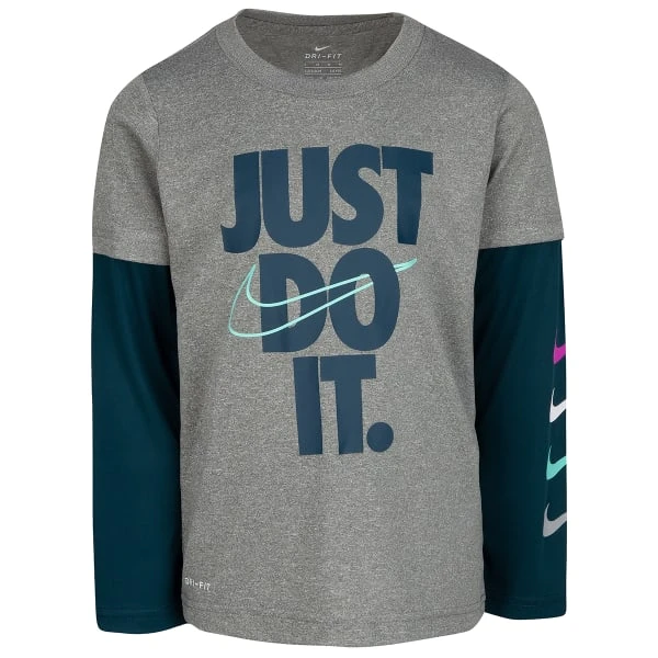 NIKE Boys' Sports Performance Long Sleeve 2-Fer Tee 1 NIKE Boys' Sports Performance Long Sleeve 2-Fer Tee