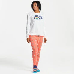LIFE IS GOOD Women's Hello Love Long Sleeve Snuggle Up Sleep Tee -Fam By Style 2075279 101 alt2