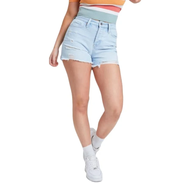 YMI Juniors' Mom Fit Shorts W/ Frayed Hem And Side Slit 1 YMI Juniors' Mom Fit Shorts W/ Frayed Hem And Side Slit