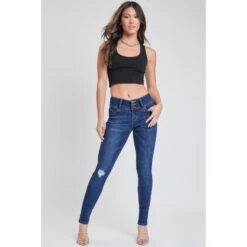 YMI Juniors' WannaBettaButt Mid Rise 3-Button Skinny Jean 9 YMI Juniors' WannaBettaButt Mid Rise 3-Button Skinny Jean -Fam By Style 2083003 403 alt4
