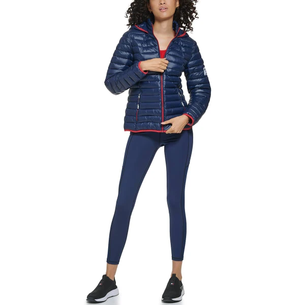 TOMMY HILFIGER Women's Lightweight Hooded Packable Puffer Jacket 4 TOMMY HILFIGER Women's Lightweight Hooded Packable Puffer Jacket - Image 4