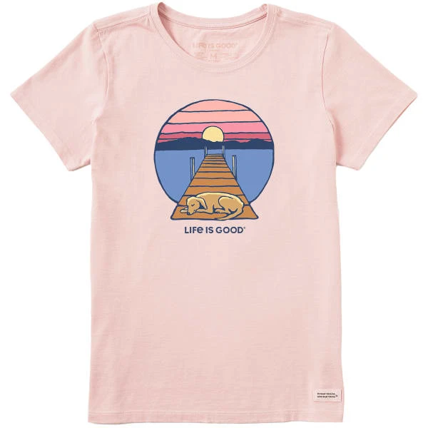 LIFE IS GOOD Women's Dock Dog Sunset Crusher Short-Sleeve Tee 1 LIFE IS GOOD Women's Dock Dog Sunset Crusher Short-Sleeve Tee