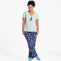 LIFE IS GOOD Women's Wag On Lab Snuggle Up Relaxed Short-Sleeve Sleep Vee 7 LIFE IS GOOD Women's Wag On Lab Snuggle Up Relaxed Short-Sleeve Sleep Vee -Fam By Style 2087636 314 alt3