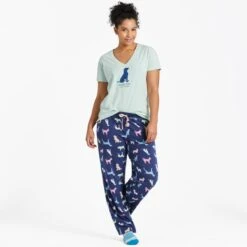 LIFE IS GOOD Women's Colorful Dogs Pattern Snuggle Up Sleep Pants -Fam By Style 2087637 403 alt4