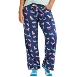 LIFE IS GOOD Women's Colorful Dogs Pattern Snuggle Up Sleep Pants
