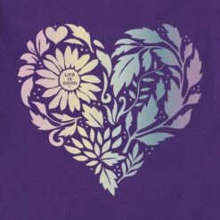 LIFE IS GOOD Women's Floral Rainbow Heart Long-Sleeve Crusher-LITE Hooded Tee -Fam By Style 2087661 502 alt2