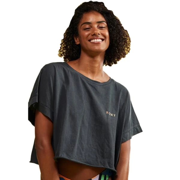 ROXY JUNIORS' Twin Palms Drop Shoulder Short-Sleeve Tee 1 ROXY JUNIORS' Twin Palms Drop Shoulder Short-Sleeve Tee